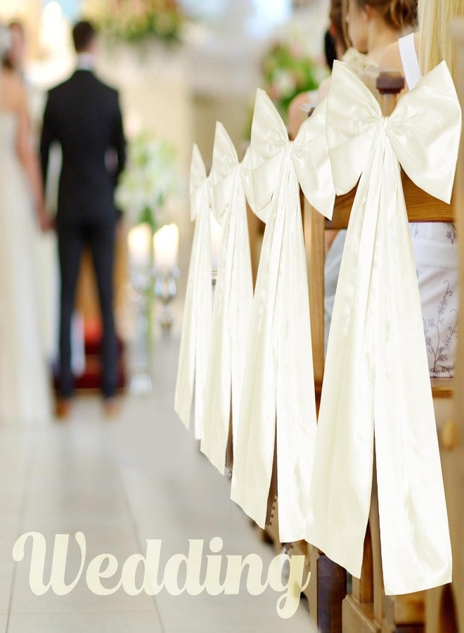 Knitgrip Large Wedding Pew Bows with Long Tails 12 x 29.5 Inch Wedding Aisle Decorations Bows Satin Ribbon Background Decor for Bridal Shower Reception Ceremony(Champagne,12 Pcs) - Image 3
